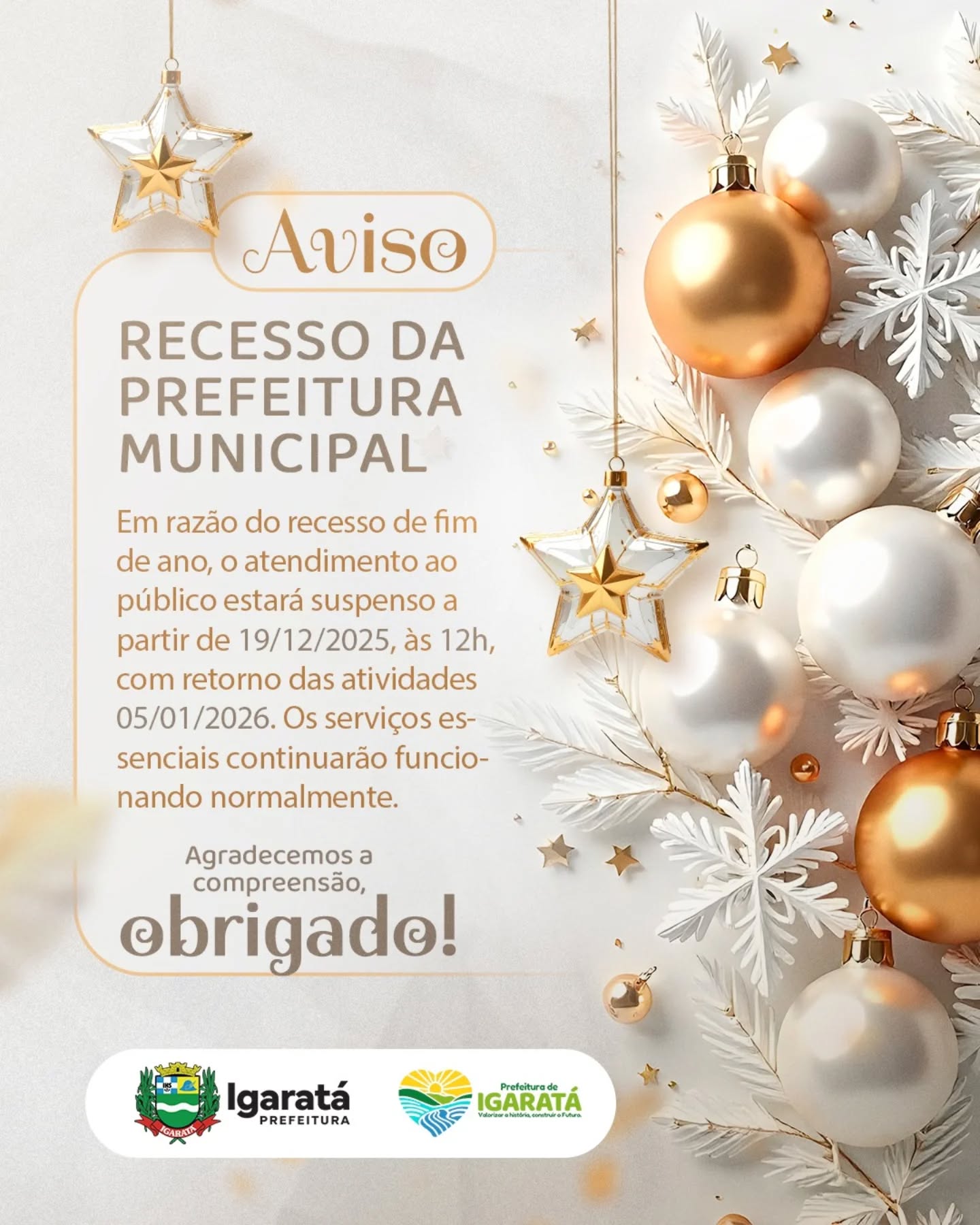 Prefeitura de Igaratá informa recesso administrativo de fim de ano 2 Prefeitura de Igaratá informa recesso administrativo de fim de ano