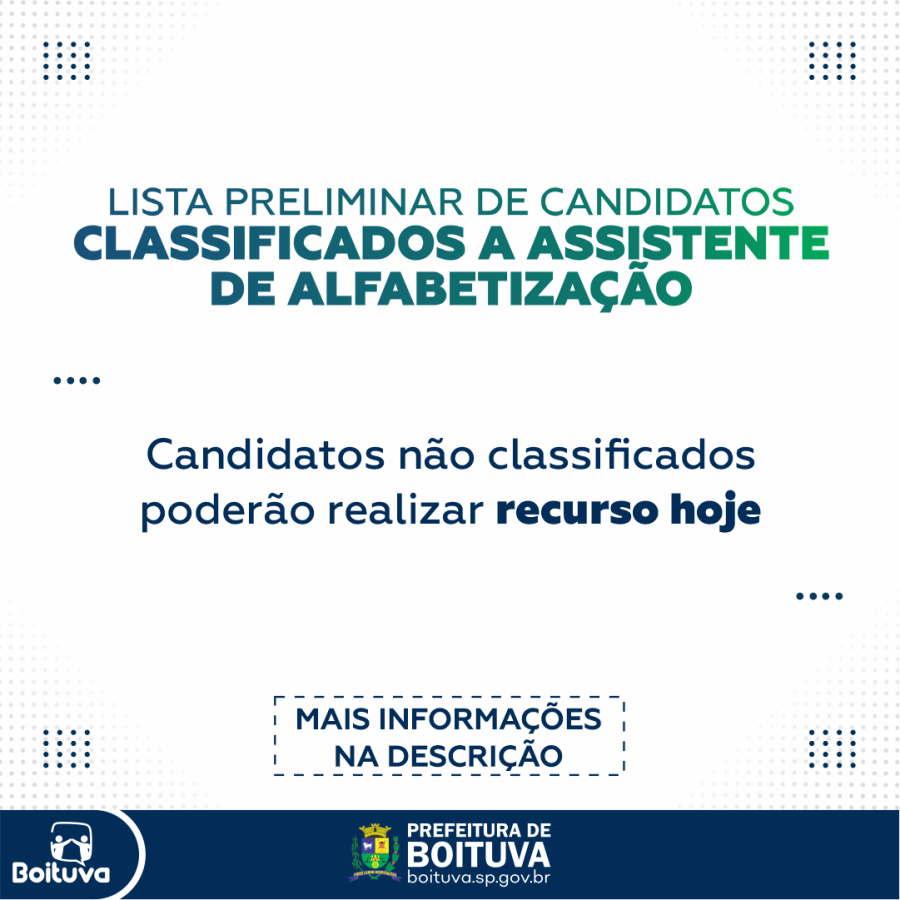 LISTA PRELIMINAR DE CANDIDATOS CLASSIFICADOS A ASSISTENTE DE