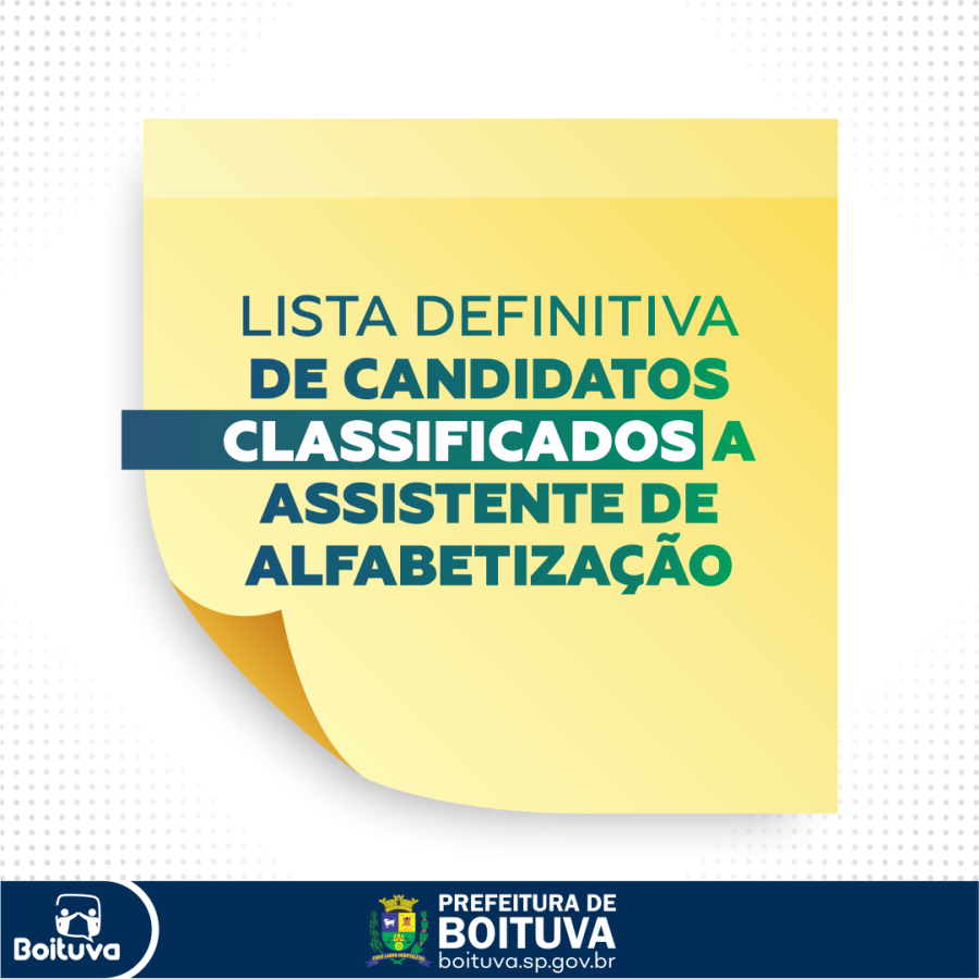 LISTA DEFINITIVA DE CANDIDATOS CLASSIFICADOS A ASSISTENTE DE