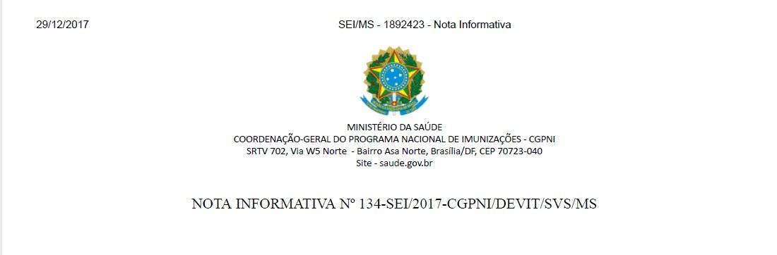 NOTA DE ESCLARECIMENTO SOBRE DESABASTECIMENTO DA VACINA PENTAVALENTE