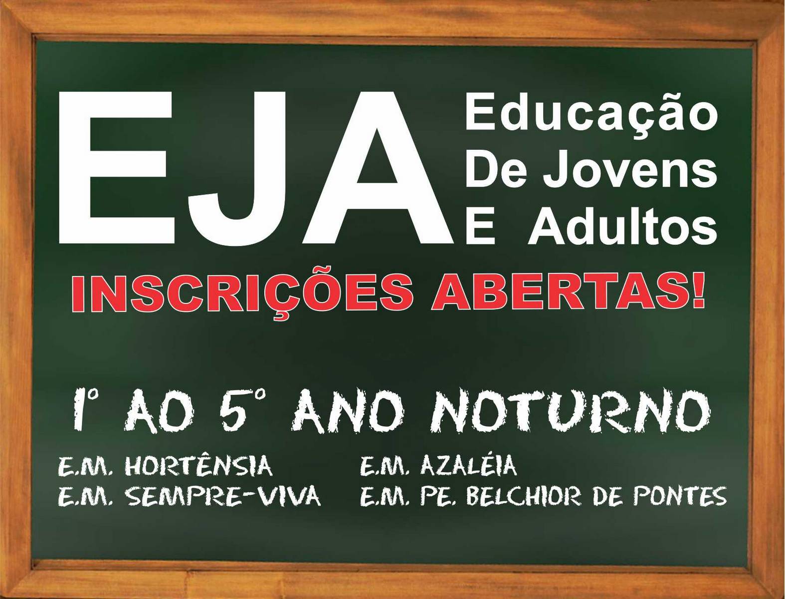 Começam as inscrições para o EJA 2019