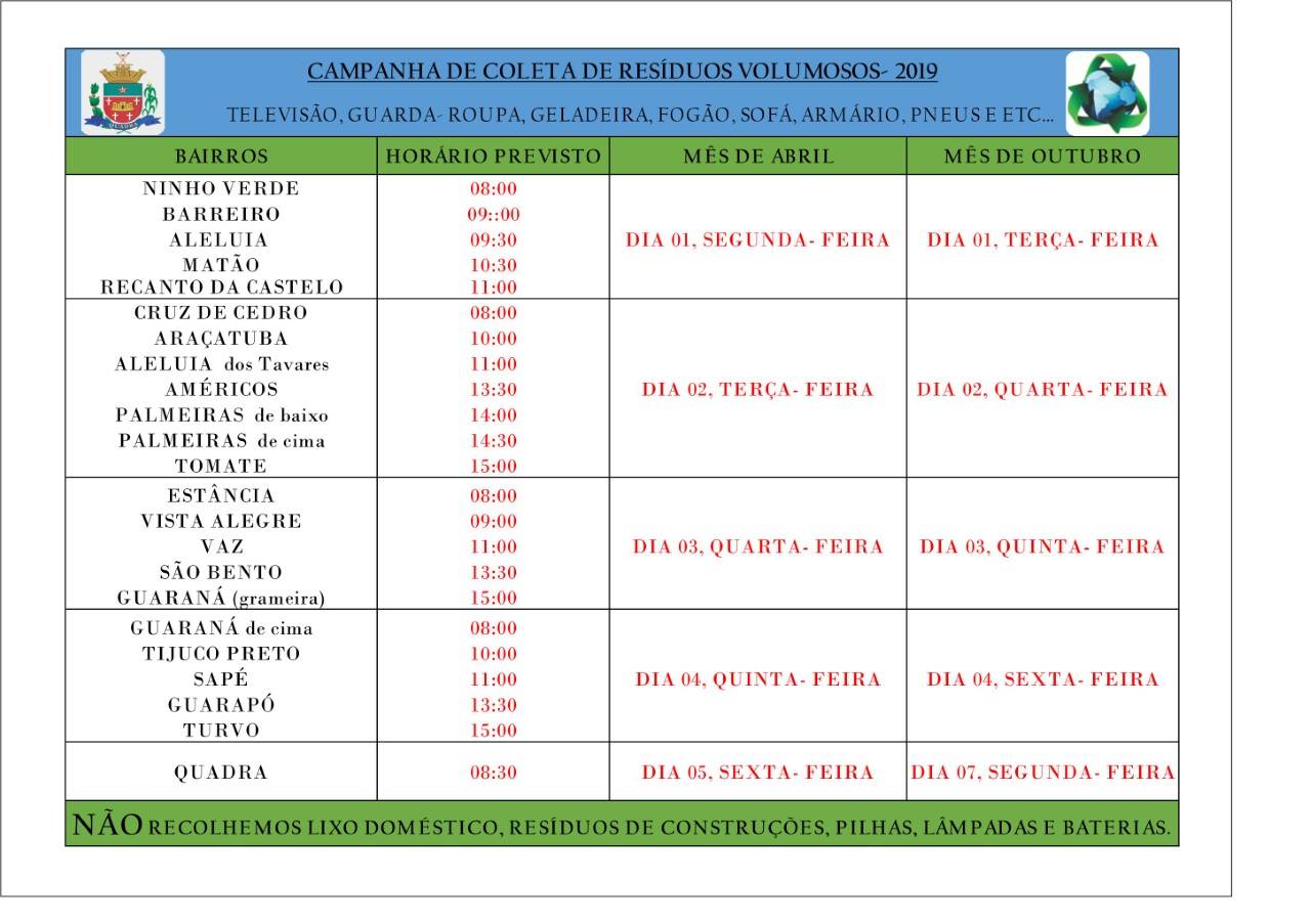 Campanha de Coleta de Resíduos Volumosos 2019