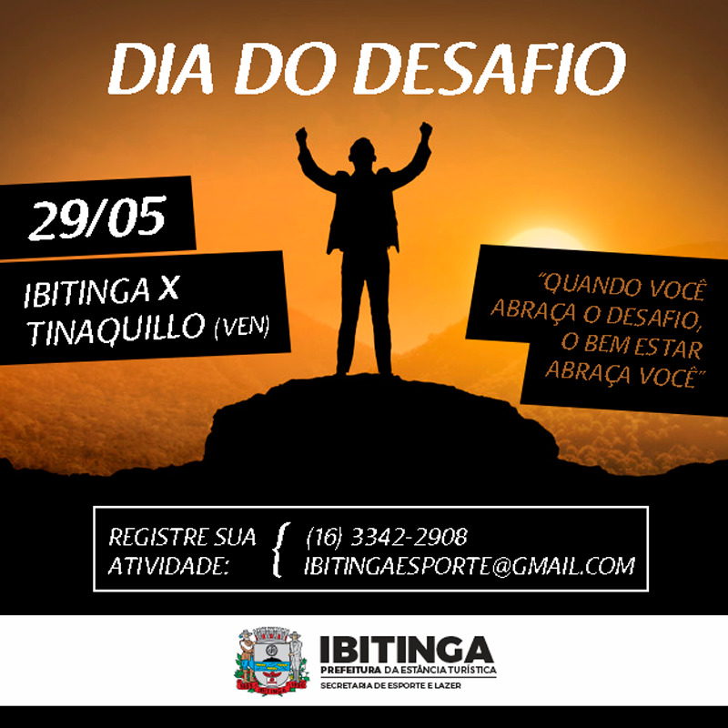 DIA DO DESAFIO: Ibitinguenses são desafiados a se exercitarem, nesta quarta-feira (29)