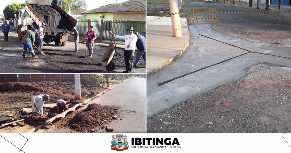 Ibitinga: Limpeza de bueiros, tapa buracos e construção de canaleta de cruzamento