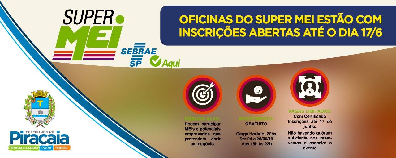 Oficinas gratuitas do Super MEI estão com inscrições abertas até o dia 17/6
