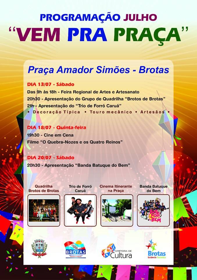 Atrações na Praça no mês de Julho