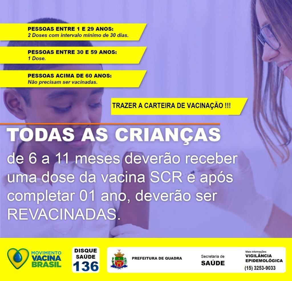 Aviso Sobre Vacinação de Sarampo em Quadra