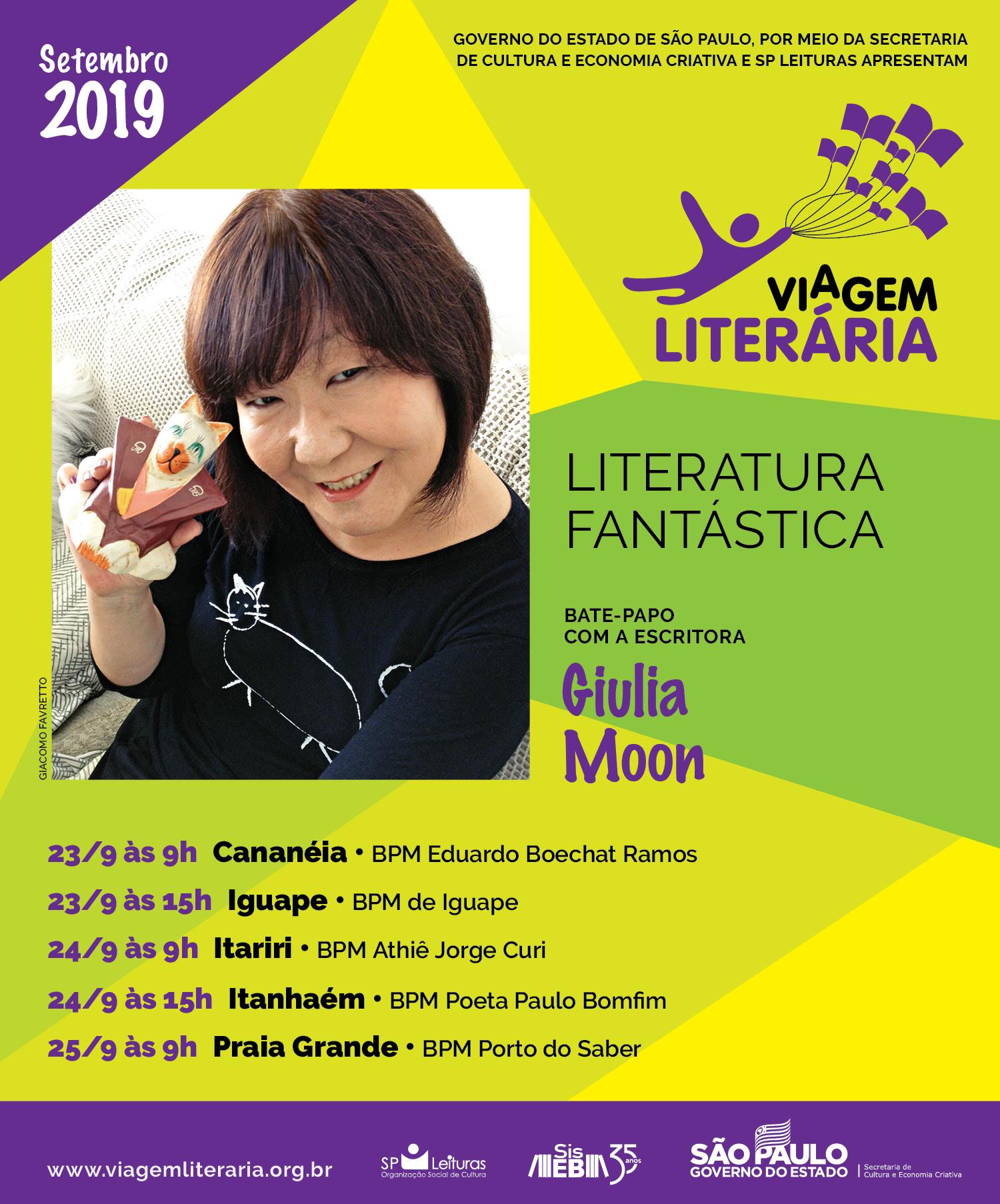 Viagem literária traz a escritora Giulia Moon