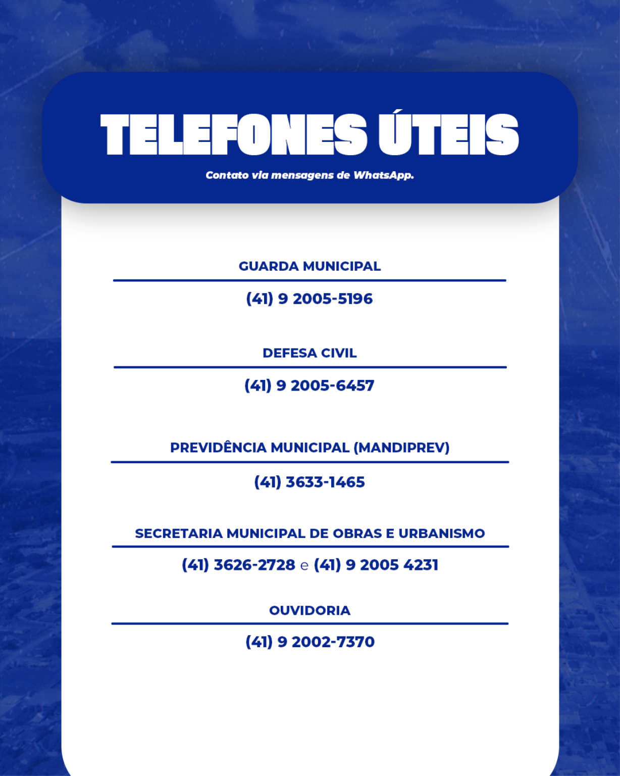 TELEFONES ÚTEIS