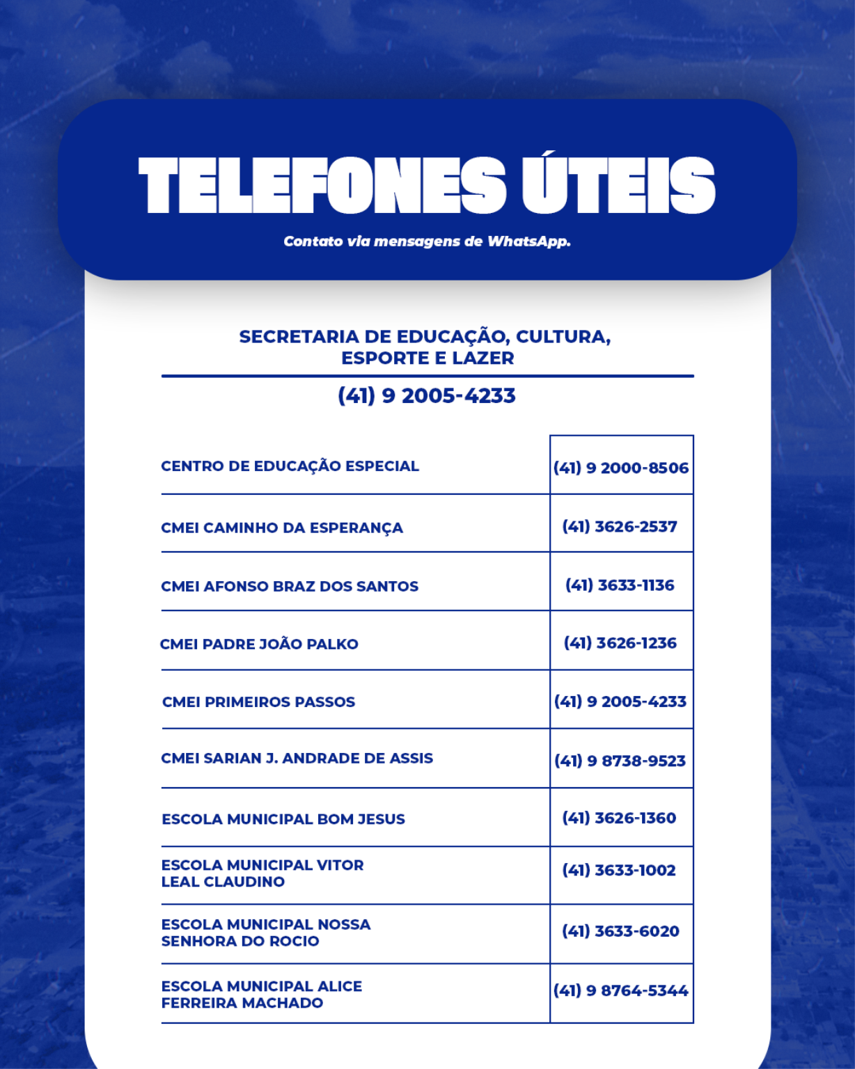 TELEFONES ÚTEIS