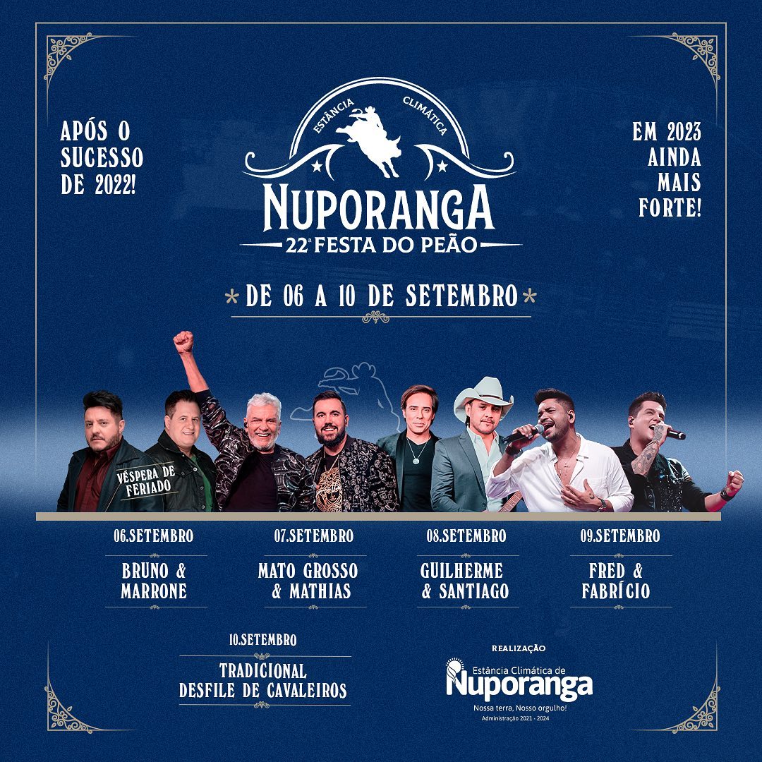 FESTA DO PEÃO 2023. CONFIRA AS ATRAÇÕES! - Prefeitura de Nuporanga