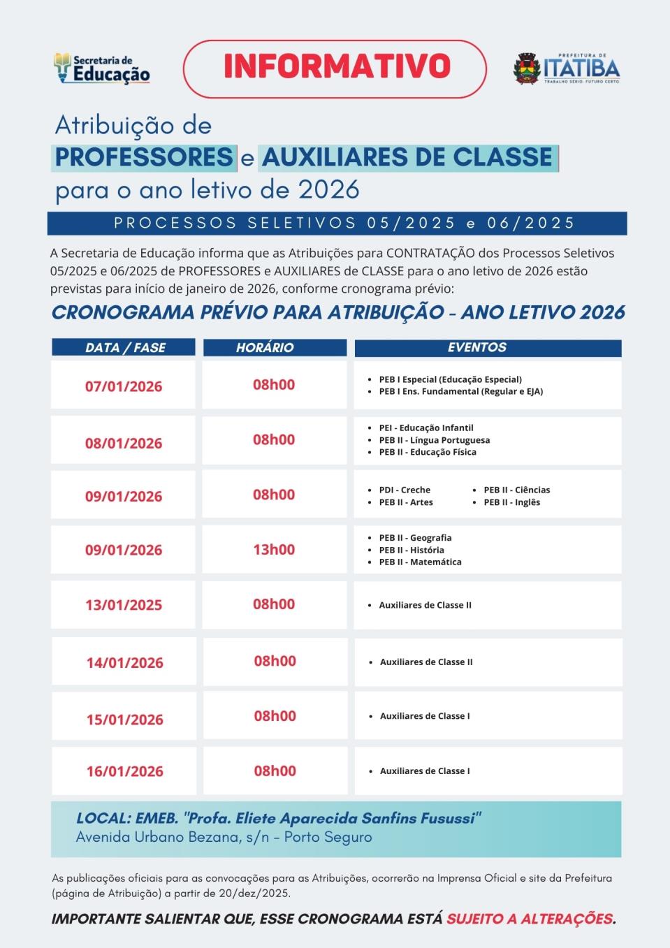 INFORMATIVO_Atribuição de Professores 2026