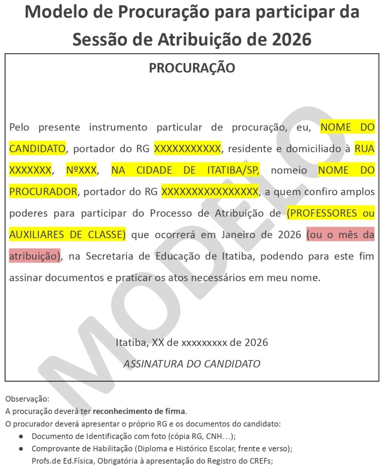 Modelo de Procuração 2026