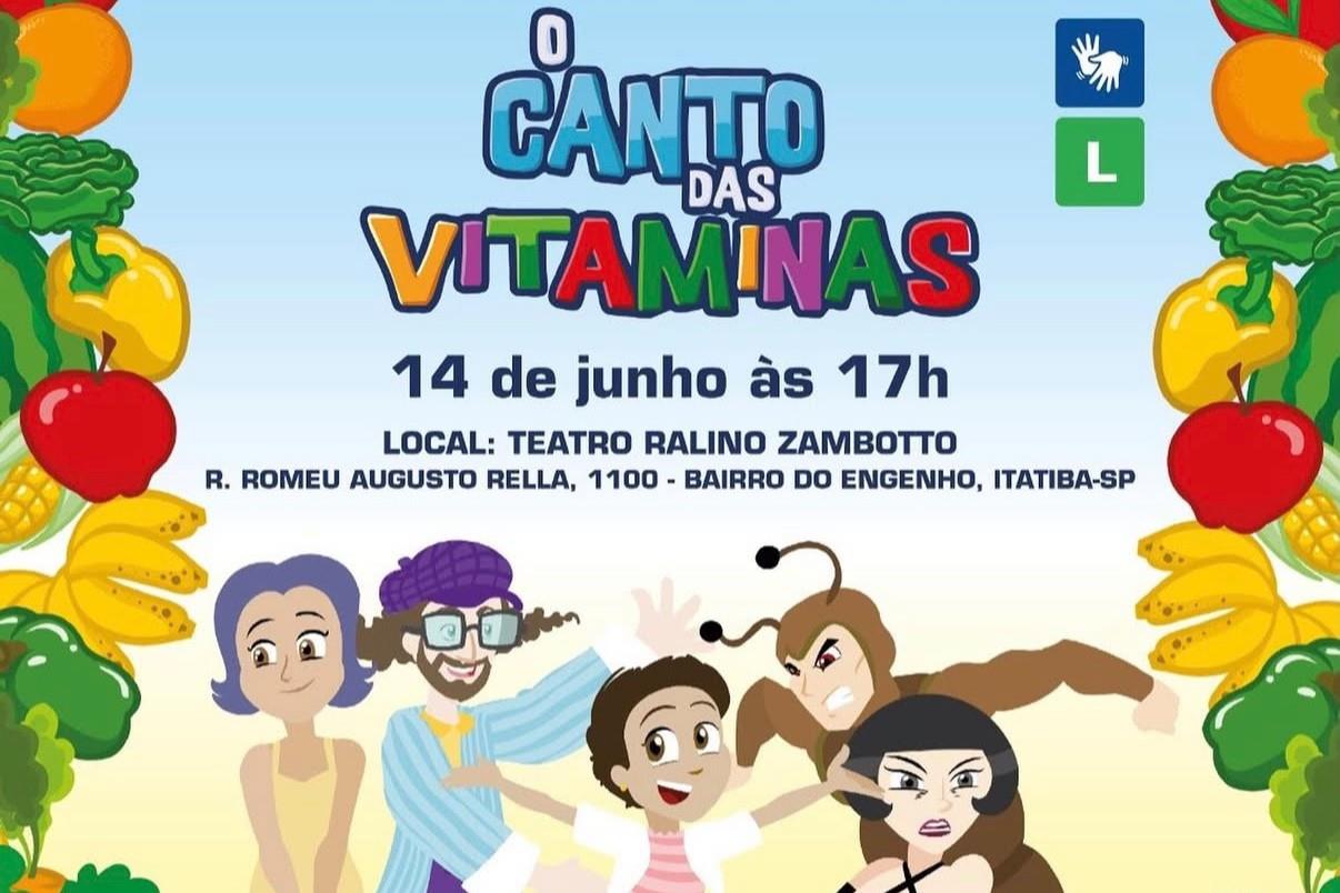 Espetáculo O Canto das Vitaminas será em 14 de junho no Teatro Ralino Zambotto