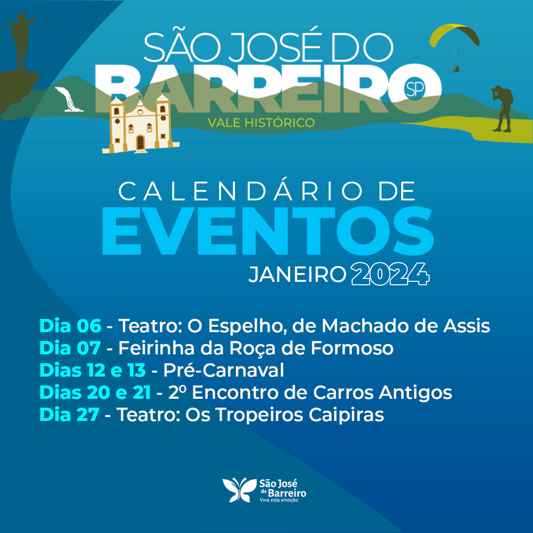 CALENDÁRIO MÊS DE JANEIRO 2024 Prefeitura de São José do Barreiro