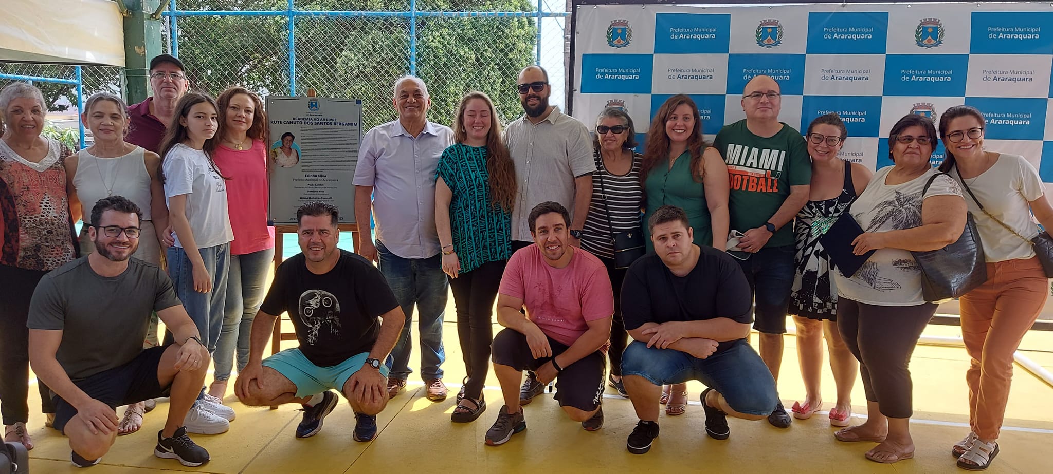 Familia de Rute Canutto Bergamim durante entrega da academia ao ar livre no Imperador - Foto Divulgação