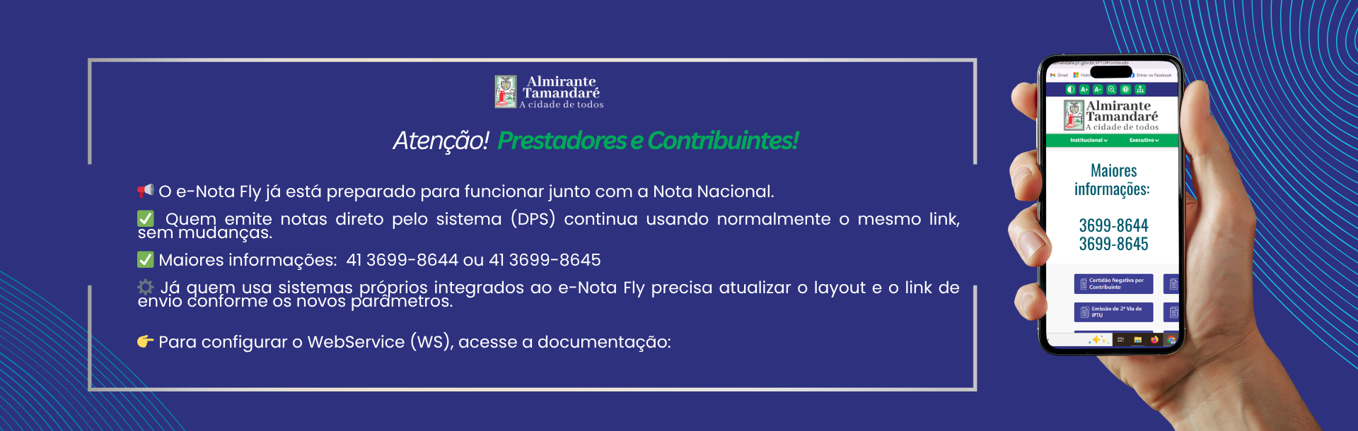 📢 ATENÇÃO, CONTRIBUINTES!  Com a nova legislação, passou a ser obrigatória a padronização das Notas Fiscais de Serviço Eletrônicas (NFS-e) em todo o país.  A Prefeitura Municipal de Mata informa que é fundamental acessar e seguir o Manual de Integra