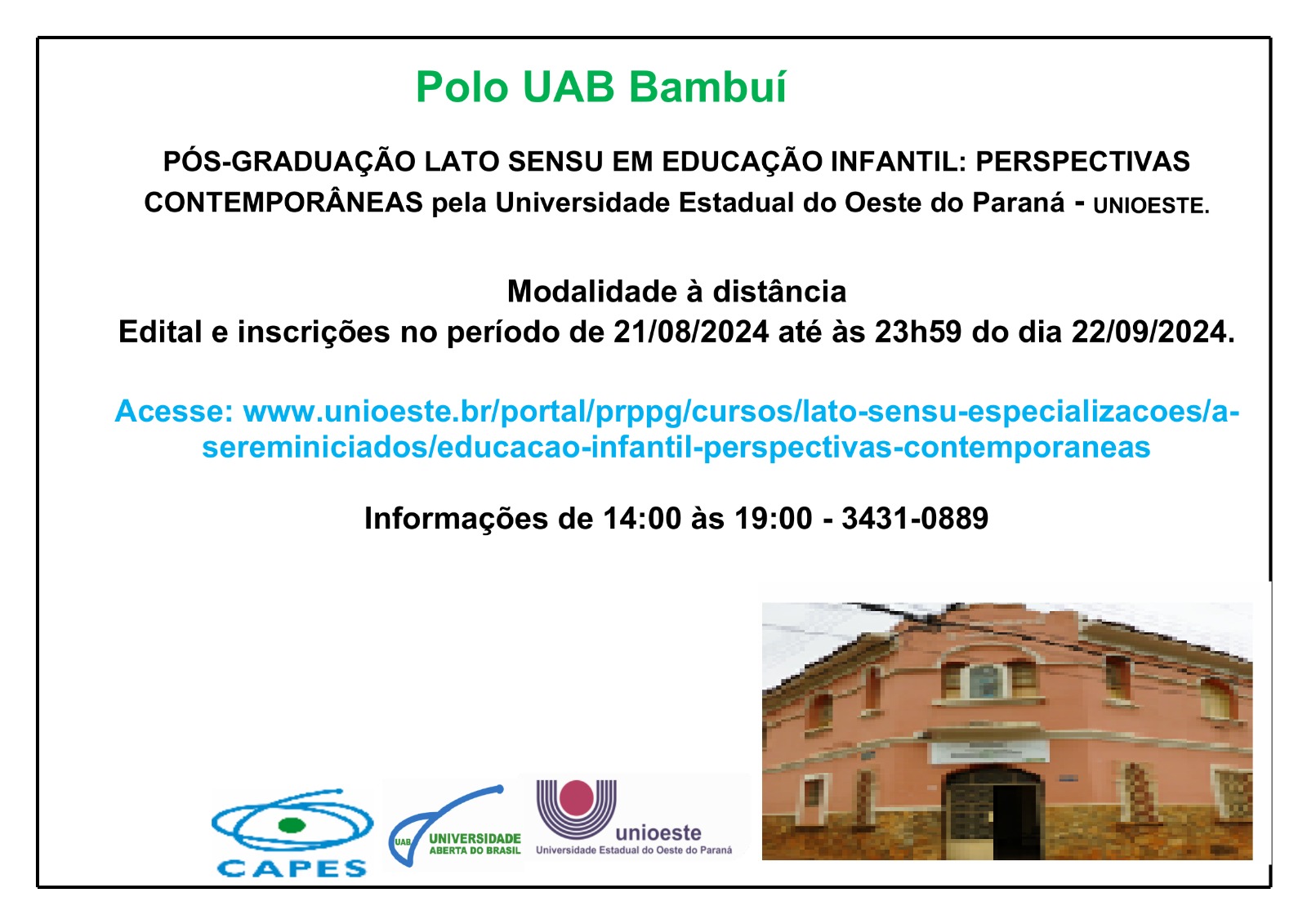 Pos graduação Educação infantil 12 09 24