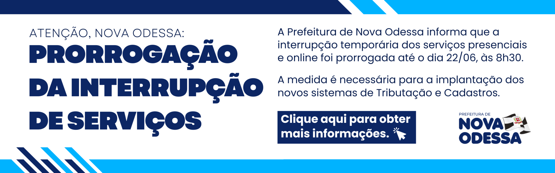 suspensão dos serviços de Tributação e Cadastros