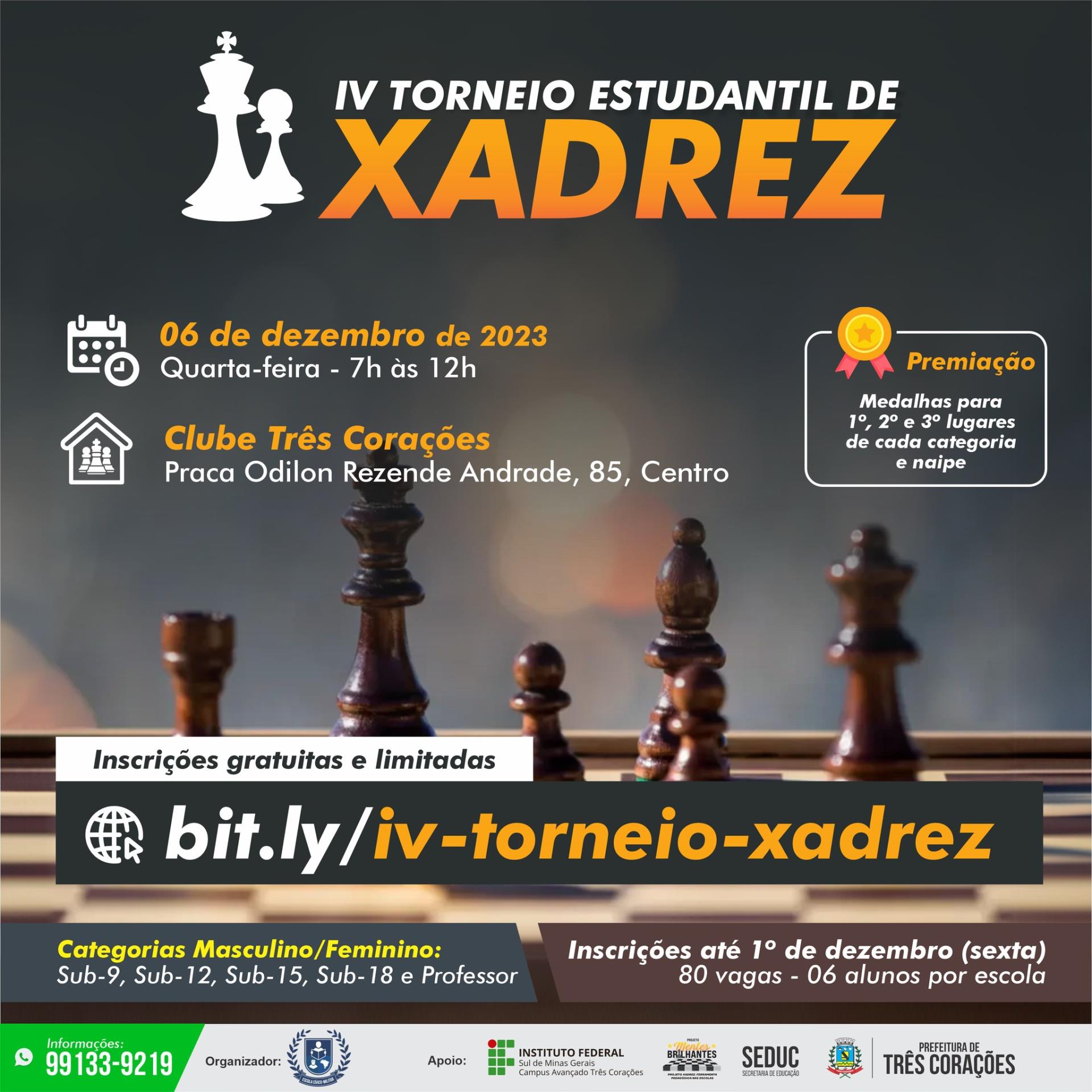 Estudantes da Região Sul do país já podem se inscrever em torneio nacional  de Xadrez Escolar