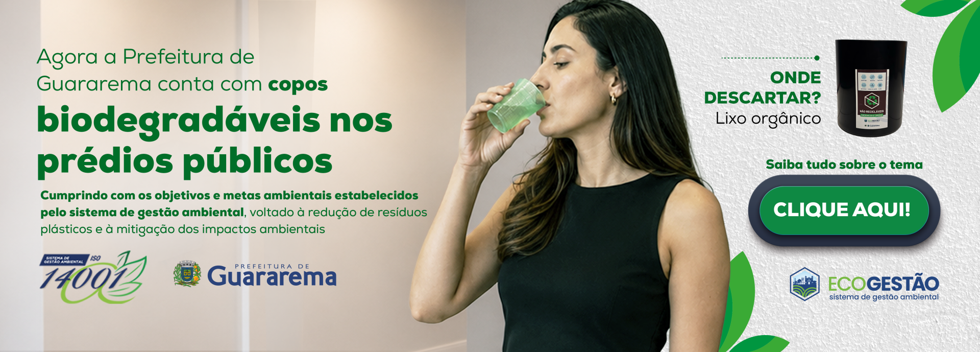 Copos biodegradáveis na Prefeitura de Guararema