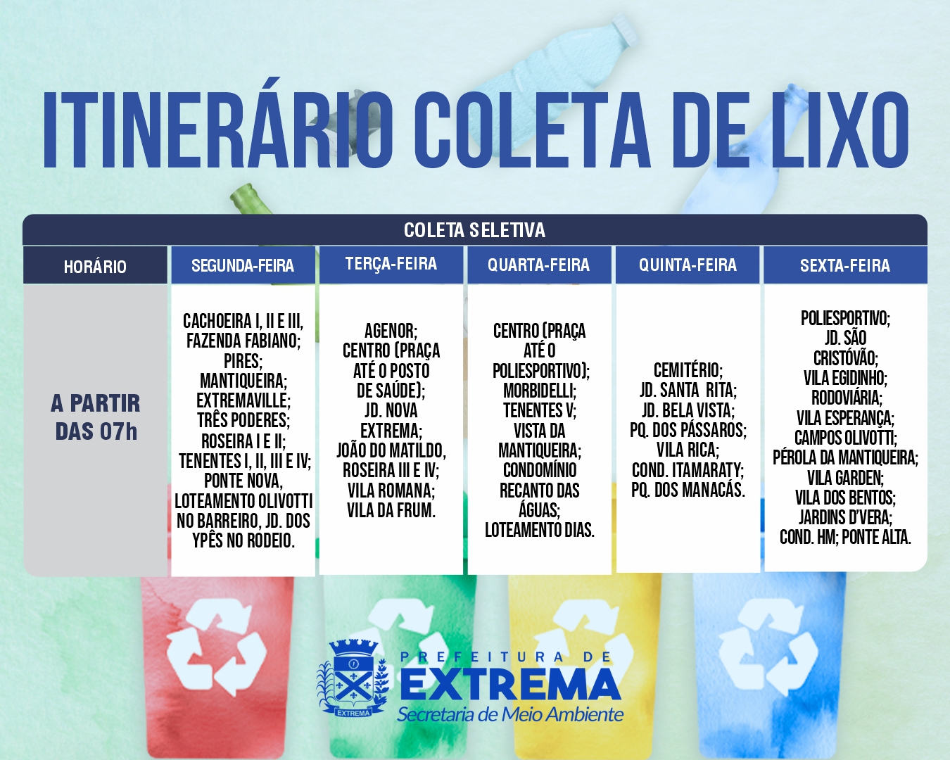 Itinerário Coleta de Lixo Seletiva - Post 1350X1080px