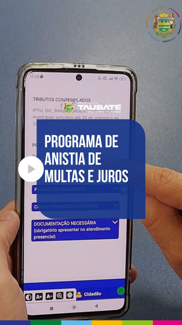 Post do instagram da Prefeitura de Taubaté