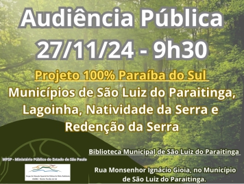 Edital de Audiência Pública nº 01/2024 - Projeto 100% Paraíba do Sul