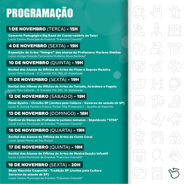 Programação cultural – de 4 a 10 de novembro