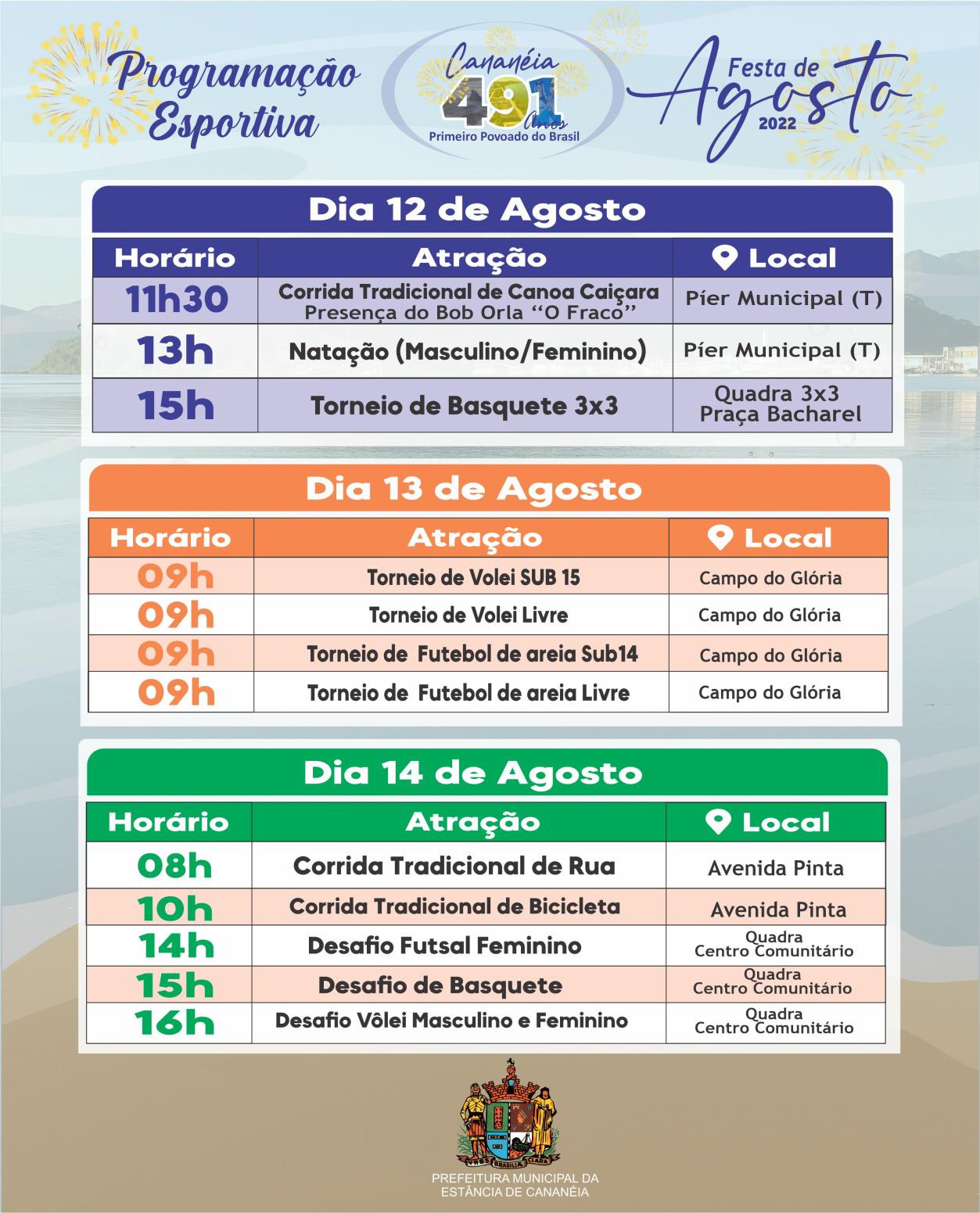 Programçaõ esportiva Festa de Agosto 2022 - final