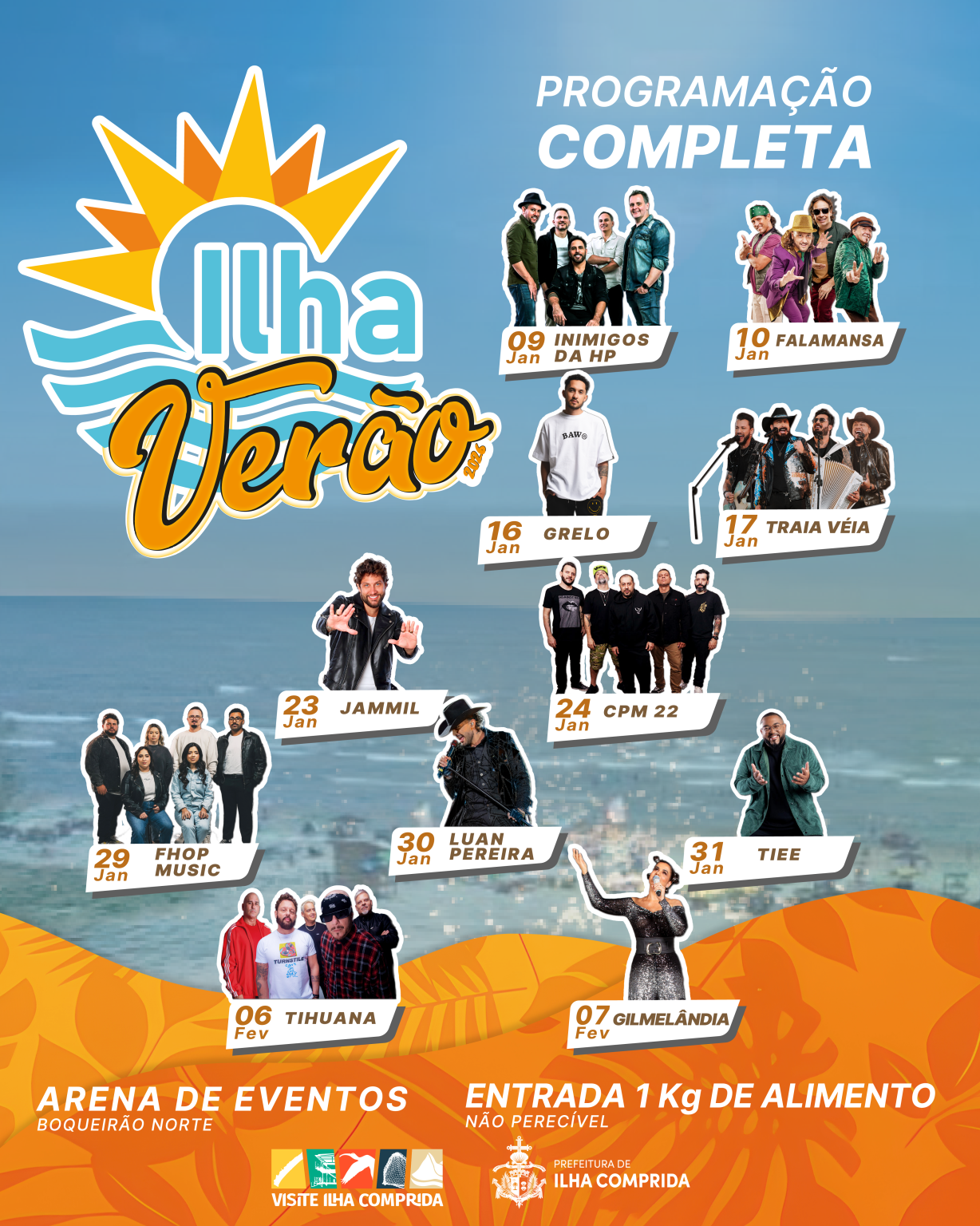 Programação de Shows do Ilha Verão 2026