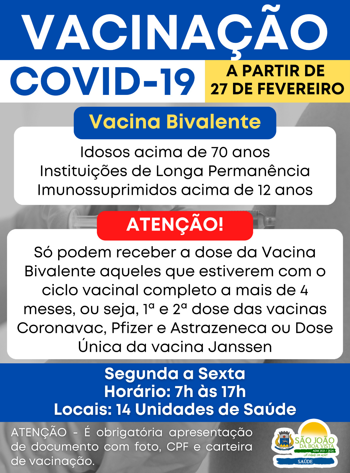 VACINÔMETRO 19/01/2022 - São João da Boa Vista/SP - Prefeitura de São João  da Boa Vista