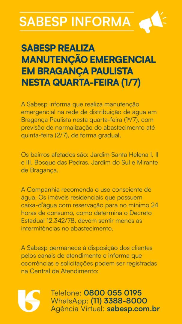Comunicado Sabesp
