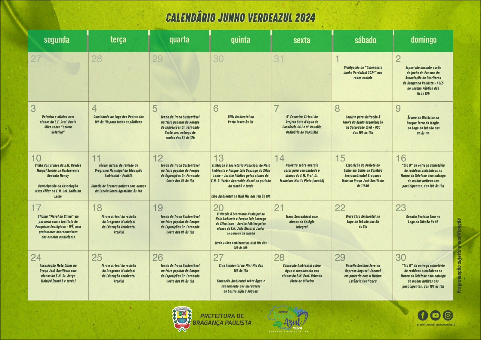 Calendário VerdeAzul 2024