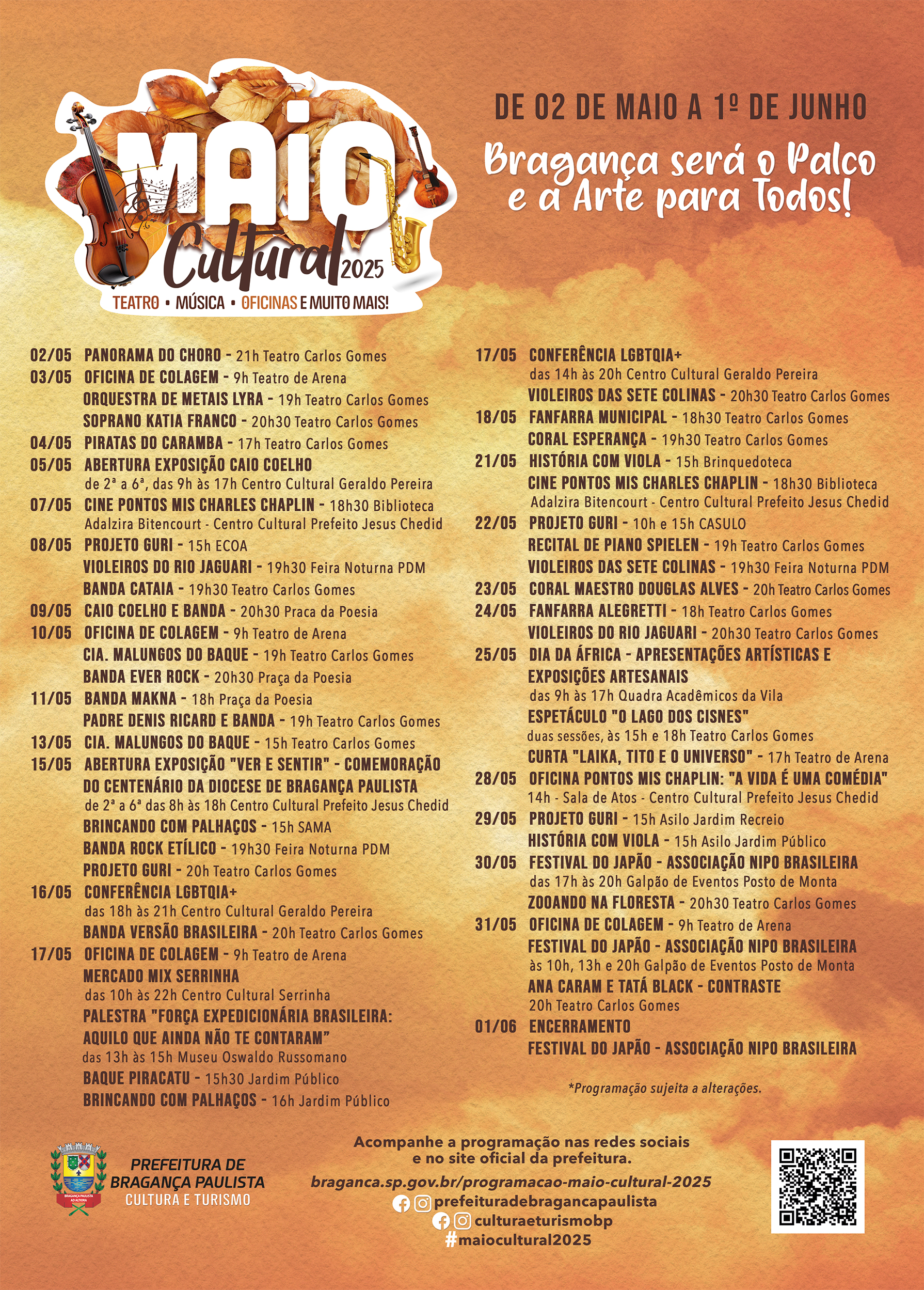 Eventos do Maio Cultural come&ccedil;am dia 2 de maio em Bragan&ccedil;a Paulista