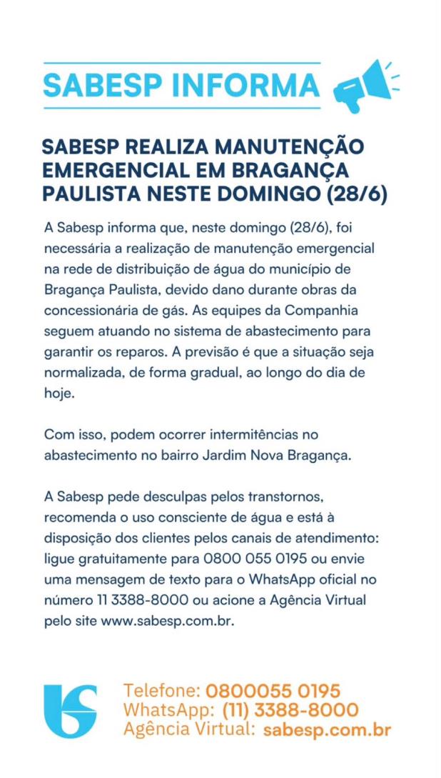 comunicado sabesp