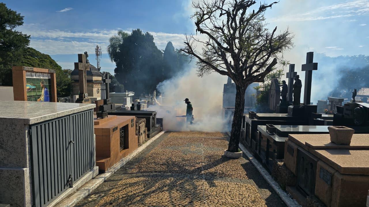 Secretaria Municipal de Serviços intensifica limpeza, fumacê e controle de pragas no Cemitério da Saudad (3)