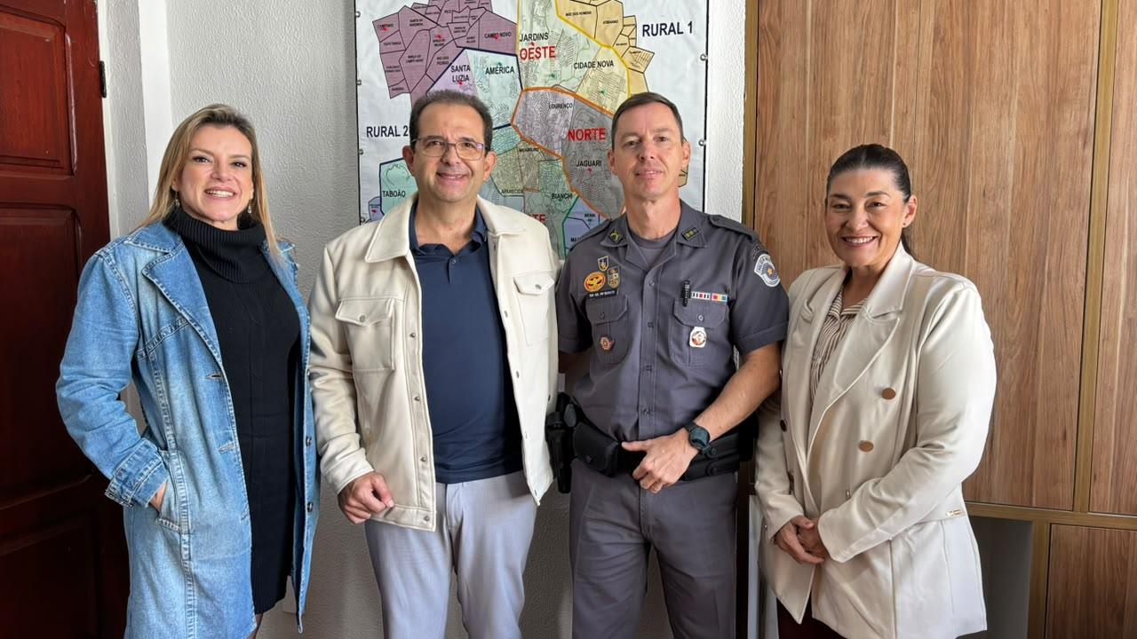 Novo comandante do 34&ordm; BPMI &eacute; recebido na Prefeitura para fortalecer a&ccedil;&otilde;es de seguran&ccedil;a em Bragan&ccedil;a Paulista