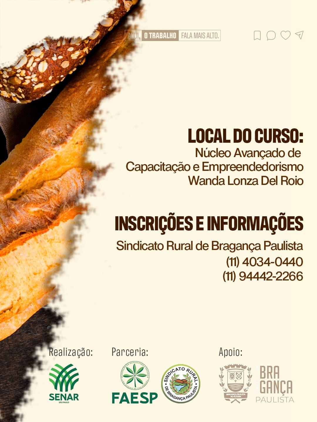 03 Inscrições abertas para curso gratuito de processamento de pães em Bragança Paulista