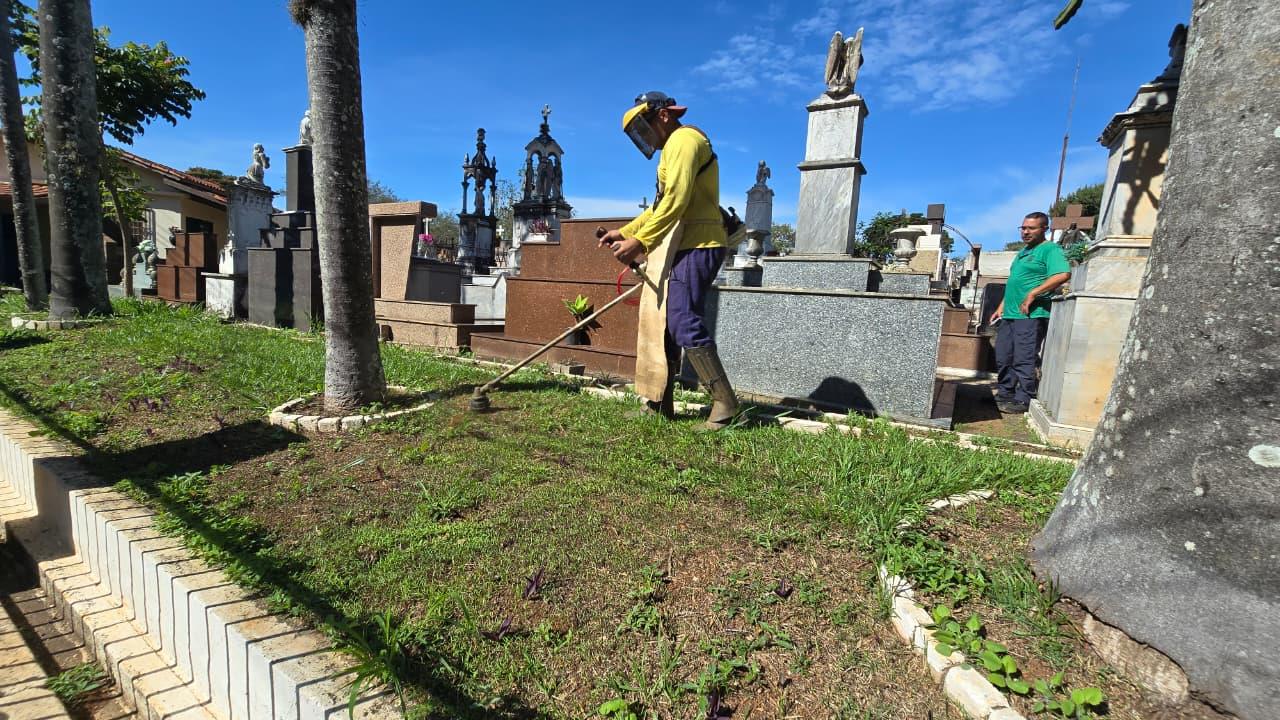 Secretaria Municipal de Serviços intensifica limpeza, fumacê e controle de pragas no Cemitério da Saudade
