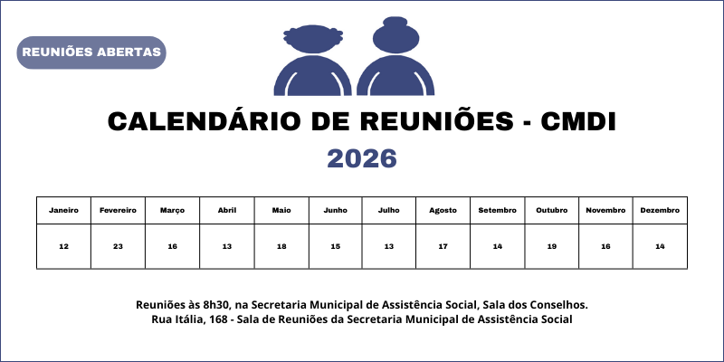 Calendário de reuniões CMDI - 2026