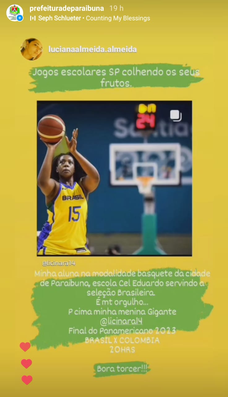 Paraibunense Licinara Bispo é campeã dos Jogos Pan-americanos com a Seleção  Brasileira feminina de basquete - Prefeitura de Paraibuna