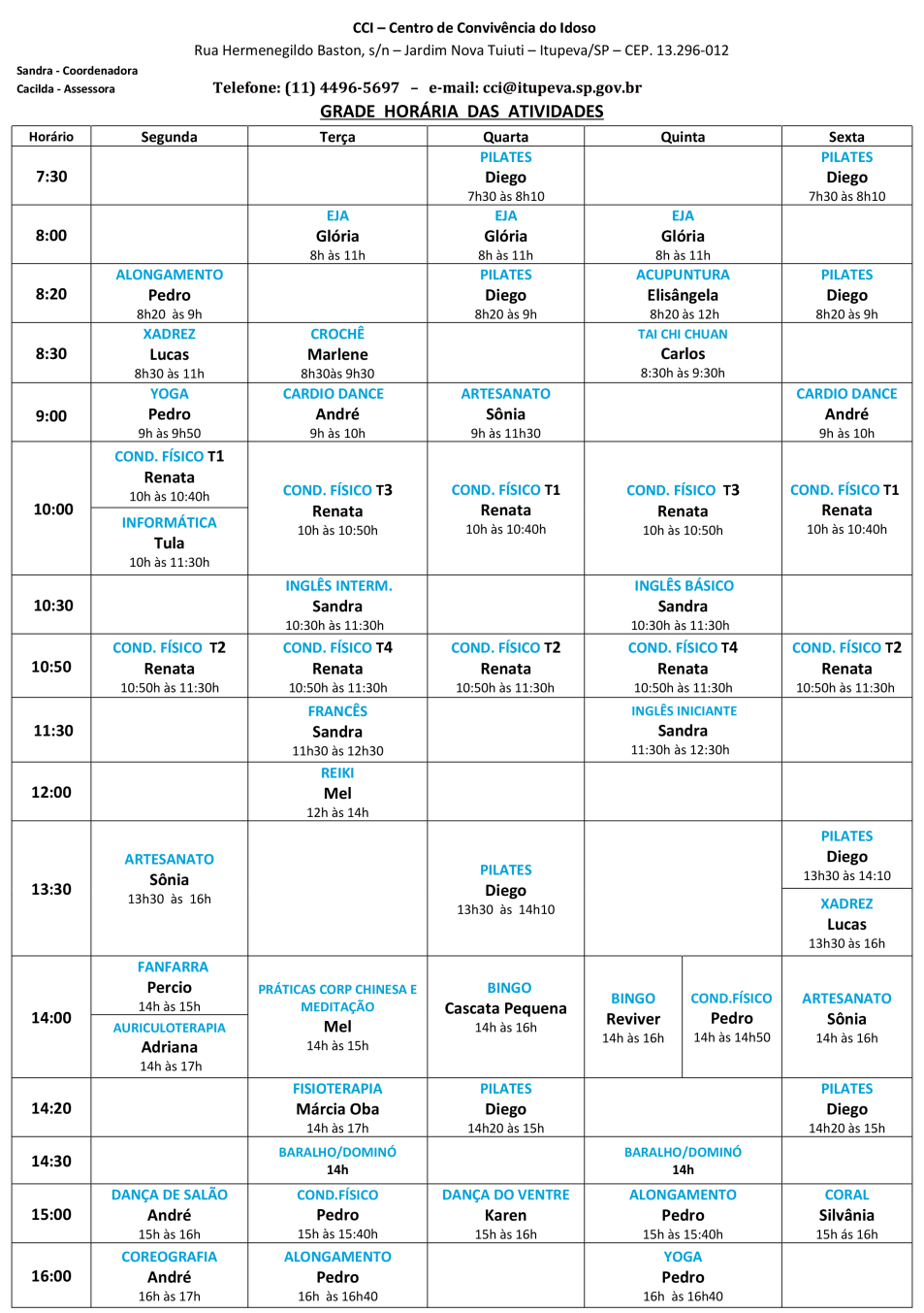 GRADE HOR&Aacute;RIA DAS ATIVIDADES CCI  25 05 26