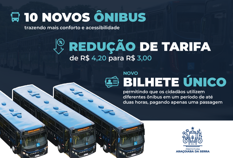 Nova frota de ônibus e redução de tarifa em Araçoiaba da Serra