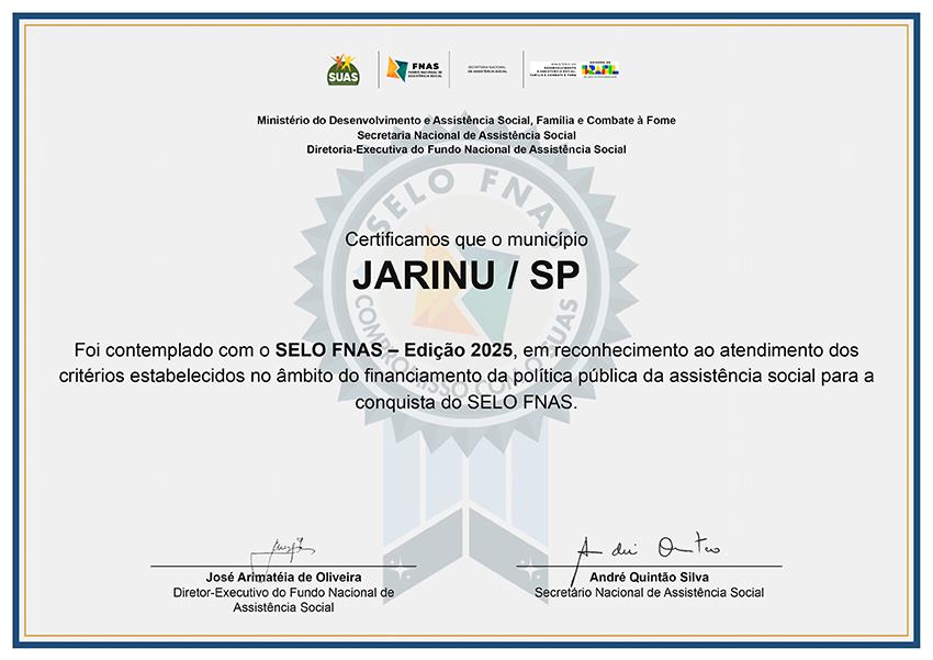 Certificado Selo FNAS-2025-jarinu