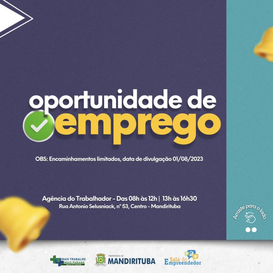 OPORTUNIDADE DE EMPREGO - Prefeitura De Mandirituba