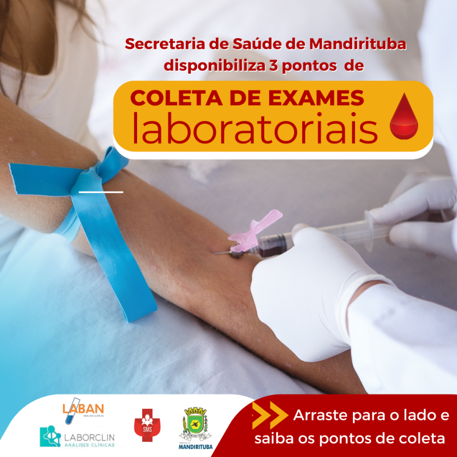A Secretaria Municipal de Saúde ampliou os pontos de coletas de exames laboratoriais