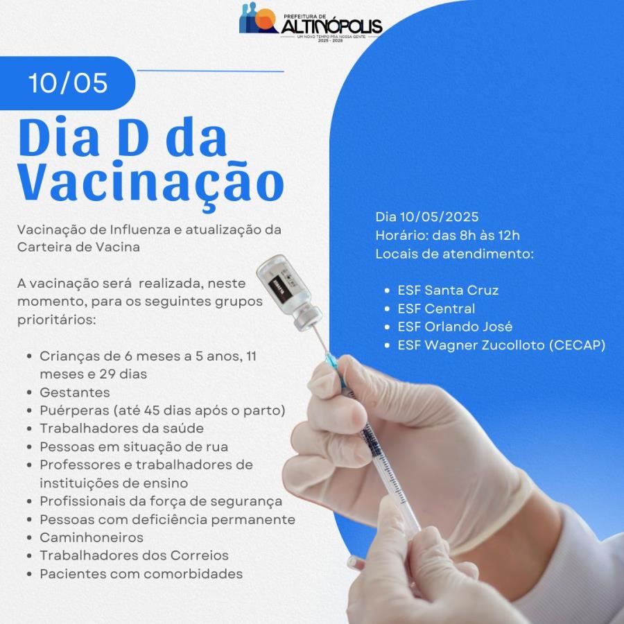 Dia D de Vacinação – Sábado, 10 de Maio