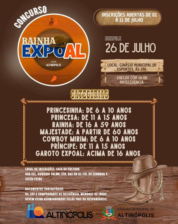 CONCURSO RAINHA EXPOAL 2025 EDITAL DE INSCRIÇÕES