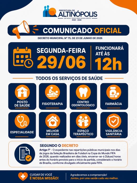 📢 COMUNICADO OFICIAL – SECRETARIA MUNICIPAL DE SAÚDE